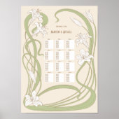 White Lilies Wedding Seating Chart 12 Tables Poster (Voorkant)
