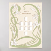 White Lilies Wedding Seating Chart 8 Tables Poster (Voorkant)