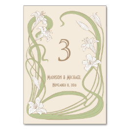 White Lilies Wedding Table Kaart