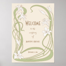 White Lilies Wedding Welcome Poster