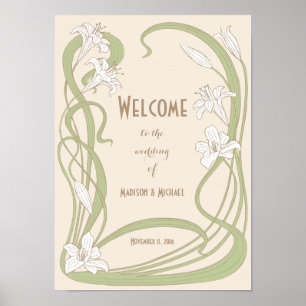 White Lilies Wedding Welcome Poster