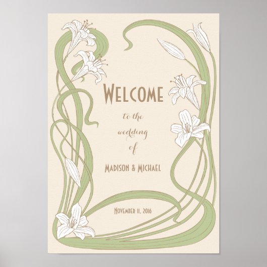 White Lilies Wedding Welcome Poster (Voorkant)