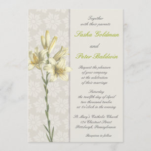 White Lillies Floral Wedding Invitation Kaart