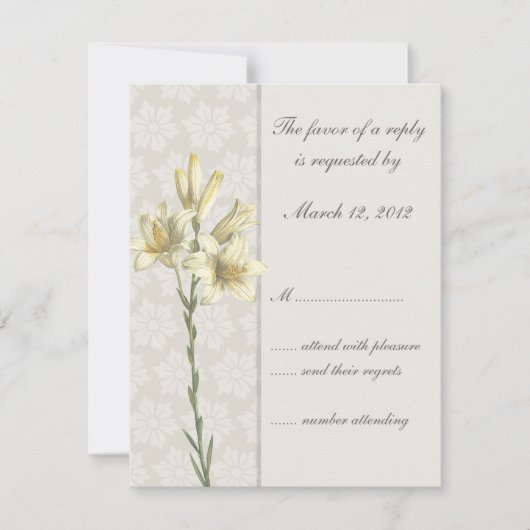 White Lillies Floral Wedding Invitation RSVP (Voorkant)