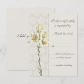 White Lillies Floral Wedding Invitation RSVP Kaartje (Voorkant / Achterkant)