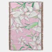 White Lillies on Pink Background Illustration Deken (Voorkant Verticaal)