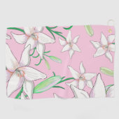 White Lillies on Pink Background Illustration Golfhanddoek (Horizontaal)