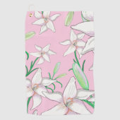 White Lillies on Pink Background Illustration Golfhanddoek (Voorkant)