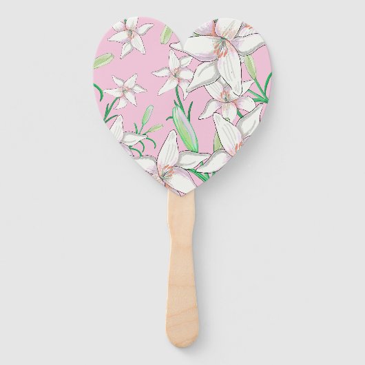 White Lillies on Pink Background Illustration Handwaaier (Voorkant)