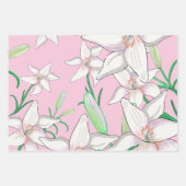 White Lillies on Pink Background Illustration Inpakpapier Vel (Voorkant 3)