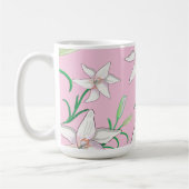 White Lillies on Pink Background Illustration Koffiemok (Links)