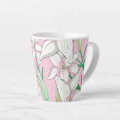 White Lillies on Pink Background Illustration Latte Mok (Rechterhoek)