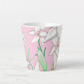 White Lillies on Pink Background Illustration Latte Mok (Voorkant)