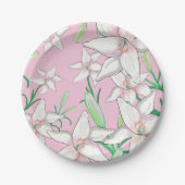 White Lillies on Pink Background Illustration Pap Papieren Bordje (Voorkant)