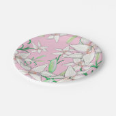 White Lillies on Pink Background Illustration Pap Papieren Bordje (Gekanteld)