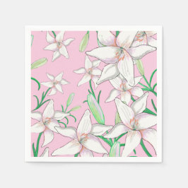 White Lillies on Pink Background Illustration Servet