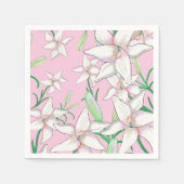 White Lillies on Pink Background Illustration Servet (Voorkant)