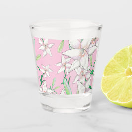 White Lillies on Pink Background Illustration Shot Glas