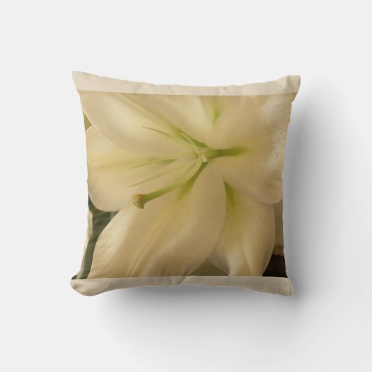 White Lillum Flower Photo Cushion Kussen (Voorkant)