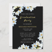 White Lily Black Afstuderen Invitation Sjabloon (Voorkant)