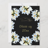 White Lily Black Afstuderen Invitation Sjabloon (Achterkant)