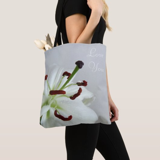 White Lily. Bloem. Lumbar Pillow Tote Bag (Dichtbij)