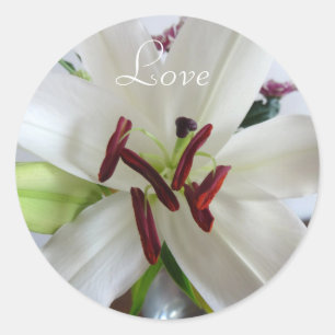 White Lily, bloem. Ronde Sticker