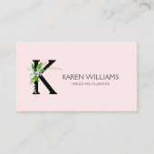 White lily bouquet floral monogram op roze visitekaartje (Voorkant)