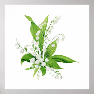 White Lily Bouquet Poster