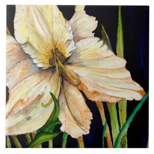 White Lily Ceramic Tegel Tegeltje (Voorkant)