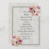 White Lily Floral Marble Bachelorette Party Kaart (Voorkant / Achterkant)