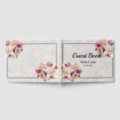 White Lily Floral Marble Wedding Guestbook Gastenboek (Volledig)