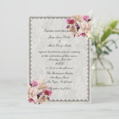 White Lily Floral Marble Wedding Invitations Kaart (Staand voorkant)