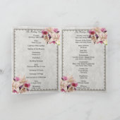 White Lily Floral Marble Wedding Program Kaart (Binnen)