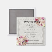 White Lily Floral Marble Wedding Save the Date Magneet (Voorkant / Achterkant)