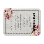 White Lily Floral Marble Wedding Save the Date Magneet (Horizontaal)