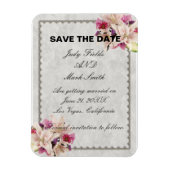 White Lily Floral Marble Wedding Save the Date Magneet (Verticaal)