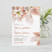White Lily Floral Palm Earthy Pampas Wedding Kaart (Staand voorkant)