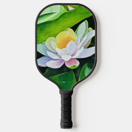 White Lily Floral Pickleball Paddle (Voorkant)