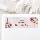 White Lily Floral Pink Marble Wedding Address Etiket (Insitu)