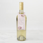 White Lily Floral Pink Marble Wedding Flessenhanger (Op fles)