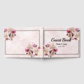 White Lily Floral Pink Marble Wedding Guestbook Gastenboek (Volledig)