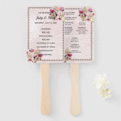 White Lily Floral Pink Marble Wedding Program Fans Handwaaier (Voorkant en achterkant)