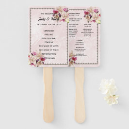 White Lily Floral Pink Marble Wedding Program Fans Handwaaier