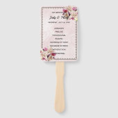 White Lily Floral Pink Marble Wedding Program Fans Handwaaier (Voorkant)