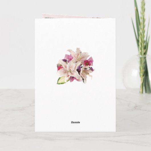 White Lily Floral Pink Marble Wedding Program Kaar Kaart (Achterkant)