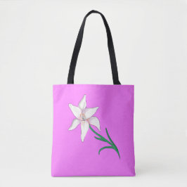 White Lily Flower Deep Pink Tote Bag