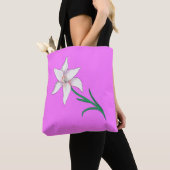 White Lily Flower Deep Pink Tote Bag (Dichtbij)