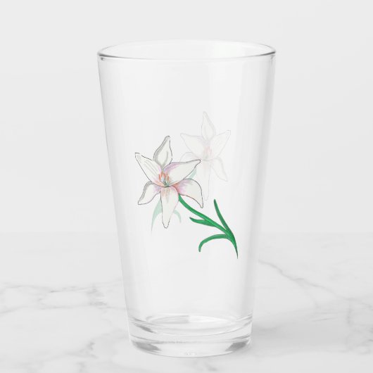 White Lily Flower Glas (Achterkant)