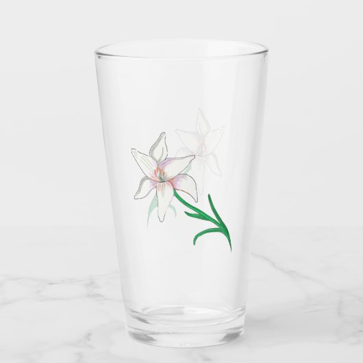 White Lily Flower Glas (Voorkant)